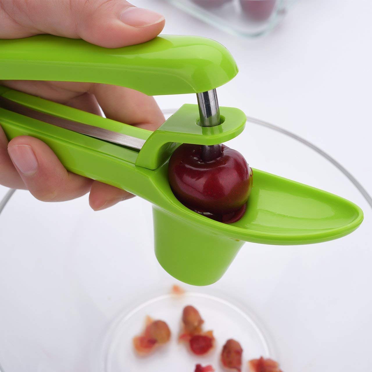 Qiajie Cherry Pitter Tool Cherry Seed Remover With Stainless Rod And Soft Silicone Holder For Kitchen Kitchen Tools Gadgets Cooking Dining Cate Org
