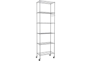 Himimi Heavy Duty 6-Tier Wire Shelving Unit with Wheels - Durable Metal Storage Rack for Garage, Kitchen, Office, and Pantry - Easy Assembly, Rolling Steel Shelves, Silver