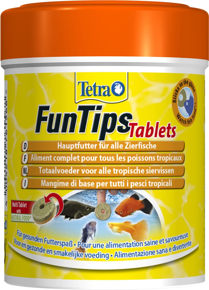 Tetra Funk Tips Tablets Feeding tablets (main chuck, sticks to the disc, for fish watching, natural enhancement of color splendor), 165 tablets can
