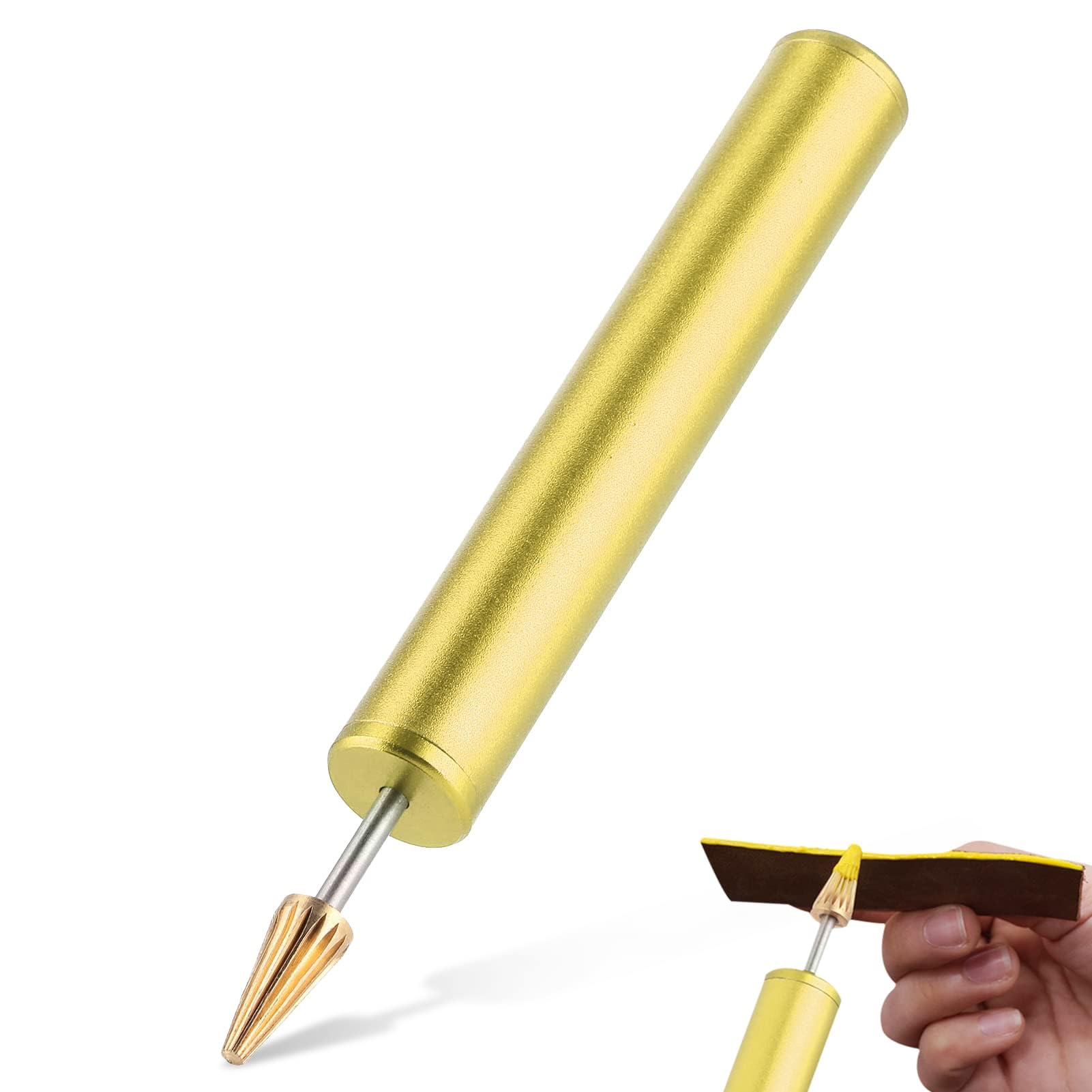 HERCHR Leather Edge Dye Pen, Edge Roller Applicator Leather Tools Leather Edge Printing Tool for DIY Craft (Gold)