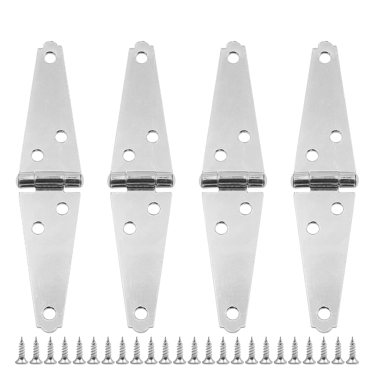 Set of 4 ZONADAH Garden Shed Door Gate Strap Hinges, M3 Rustproof With Screws for Windows, Cabinet Doors, Showcase, Wine Storage Rooms - Silver