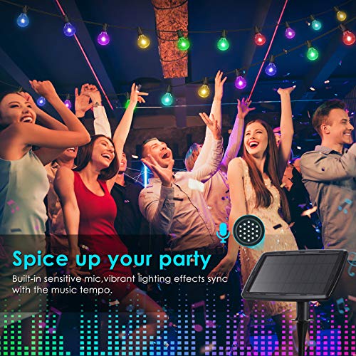 Solar String Lights Outdoor 50FT Music Sync Color Changing LED String