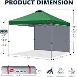 MasterCanopy 3x3M Pop-Up Gazebo Tent with One Sidewall Forest Green view 5