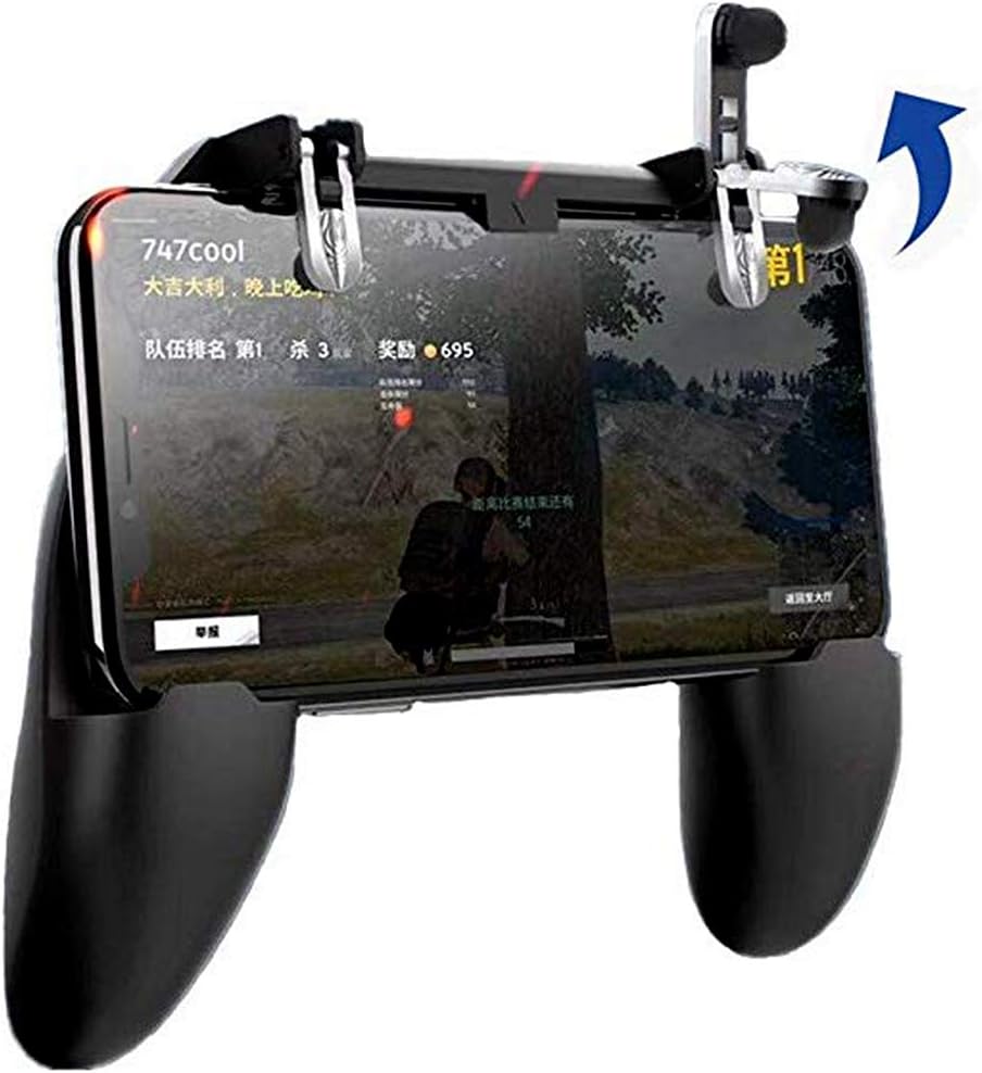 Pubg Trigger Mobile Game Controller【Updated Version】 Integrated gampad and triggers Compatible with 4.5-6.5inch Android iOS Phone for PUBG/Knives Out/Rules of Survival for Android