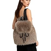 JASASCCEL Women Faux Fur Daypack Purse Fashion Fluffy Daypack Casual Travel Daypacks Large Shoulder Rucksack with Drawstring