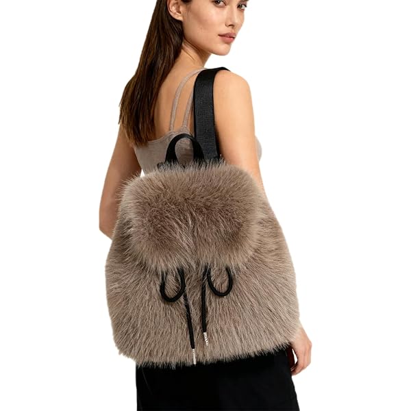 Faux Fur Plush Fluffy Fashion Backpack, Spacious Main Compartment Amazon.com | Nite closet Pink Backpack Purse for Women  main image 3