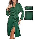 SUFEINI Maternity Robe with Matching Swaddle Blanket Set, Maternity Mommy Bathrobe Postpartum Robe Labor Gown