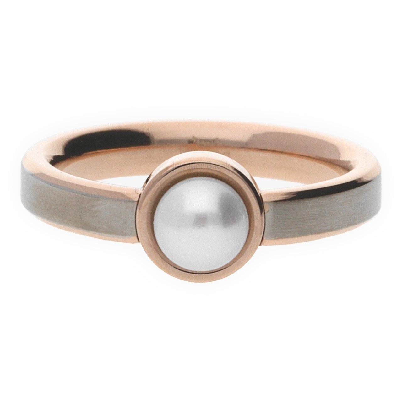 Boccia 0137-0254 Women's Ring Titanium Brushed Pearl White Size 54 (17.2), Titanium, Pearl