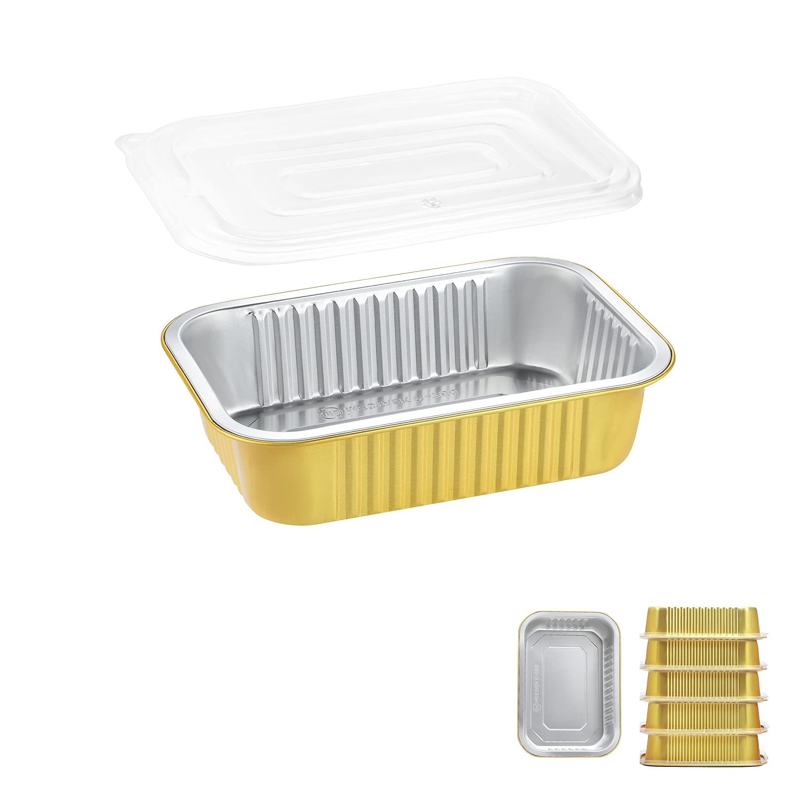 Photo 1 of Aluminum Pans 6"x4 "with Lids (5 Pack) - Thicker Heavy Duty Reusable Foil Tins - Microwavable Multi-Use Pan, Pot, Container - Disposable Sturdy Pans for Cooking, Heating, Storing, Prepping Food