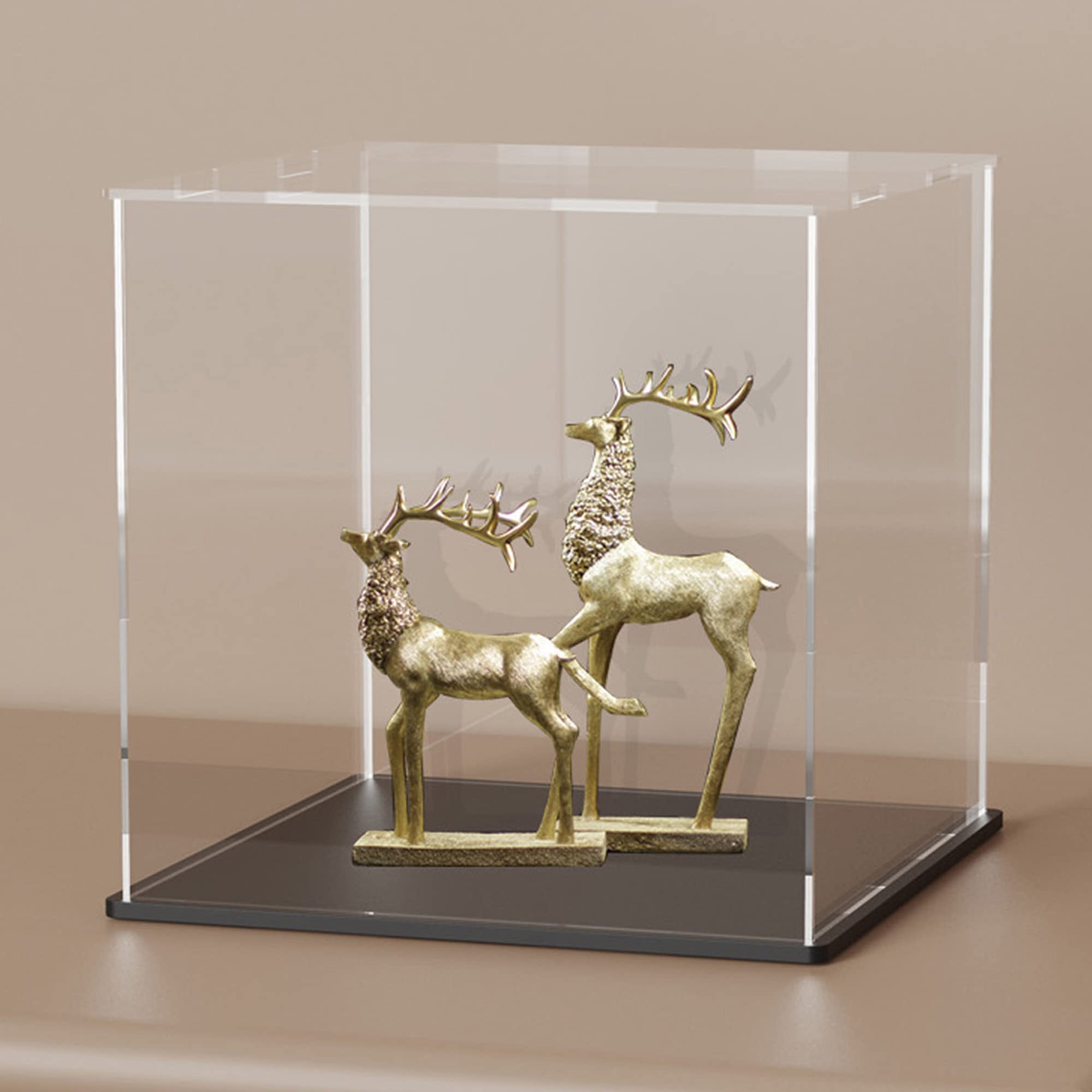 HOPEME Display Case 6x6x6 Inch, Acrylic Display Box for Collectibles, Dustproof Acrylic Display Case with Lid and Matt Black Base for Models and Action Figures — image 1