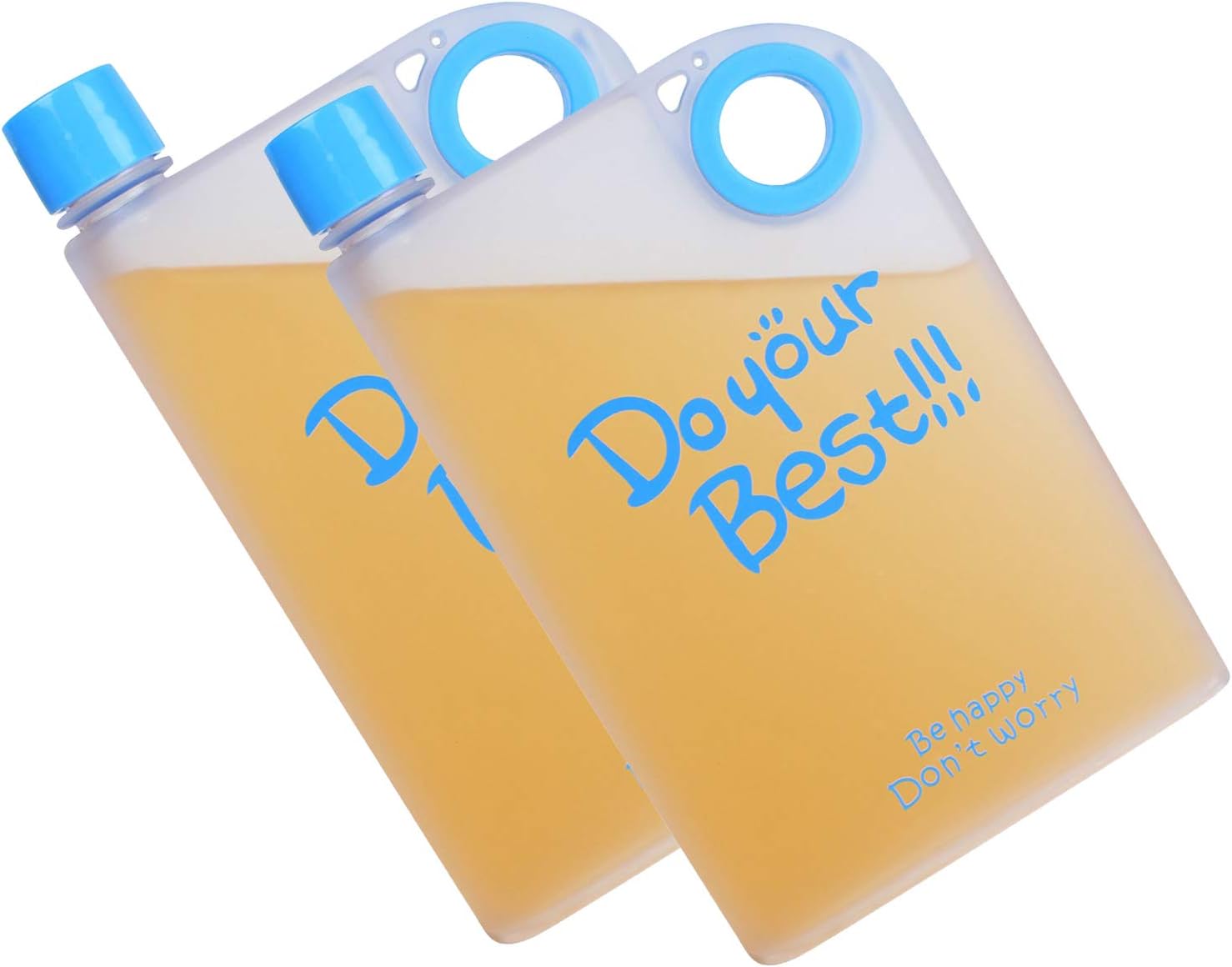 HOKIPO Plastic Water Bottle, 380ml, Set of 2, Blue
