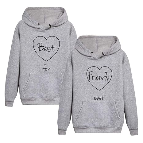 Friends Kapuzenpullis für Zwei Mädchen Damen Best Friends Pullover Freunde Sweatshirt BFF Hoodie mit Kapuze warm Geschenk 2 s