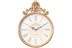 Abdurey Small French Retro Decorative Wall Clock,Antique Gold Round Vintage Style,Battery Operated Silent Boho Decor Wall Clocks for Farmhouse,Kitchen,Bathroom,Bedroom(10.3" H x 7.7" W)