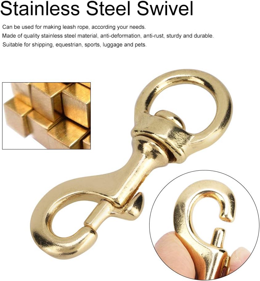 Brass Lobster Clasps Swivel Trigger Hook High Strength Pet Leash Rope Clip Cat Dog Traction Leash Clips, Gold - Image 3