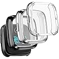 Mugust [3 Pack] Screen Protector Compatible with Fitbit Versa 2 Case, TPU Plated Full Around Protective Case Cover for Fitbit Versa 2 Smartwatch (Black, Silver, Clear)