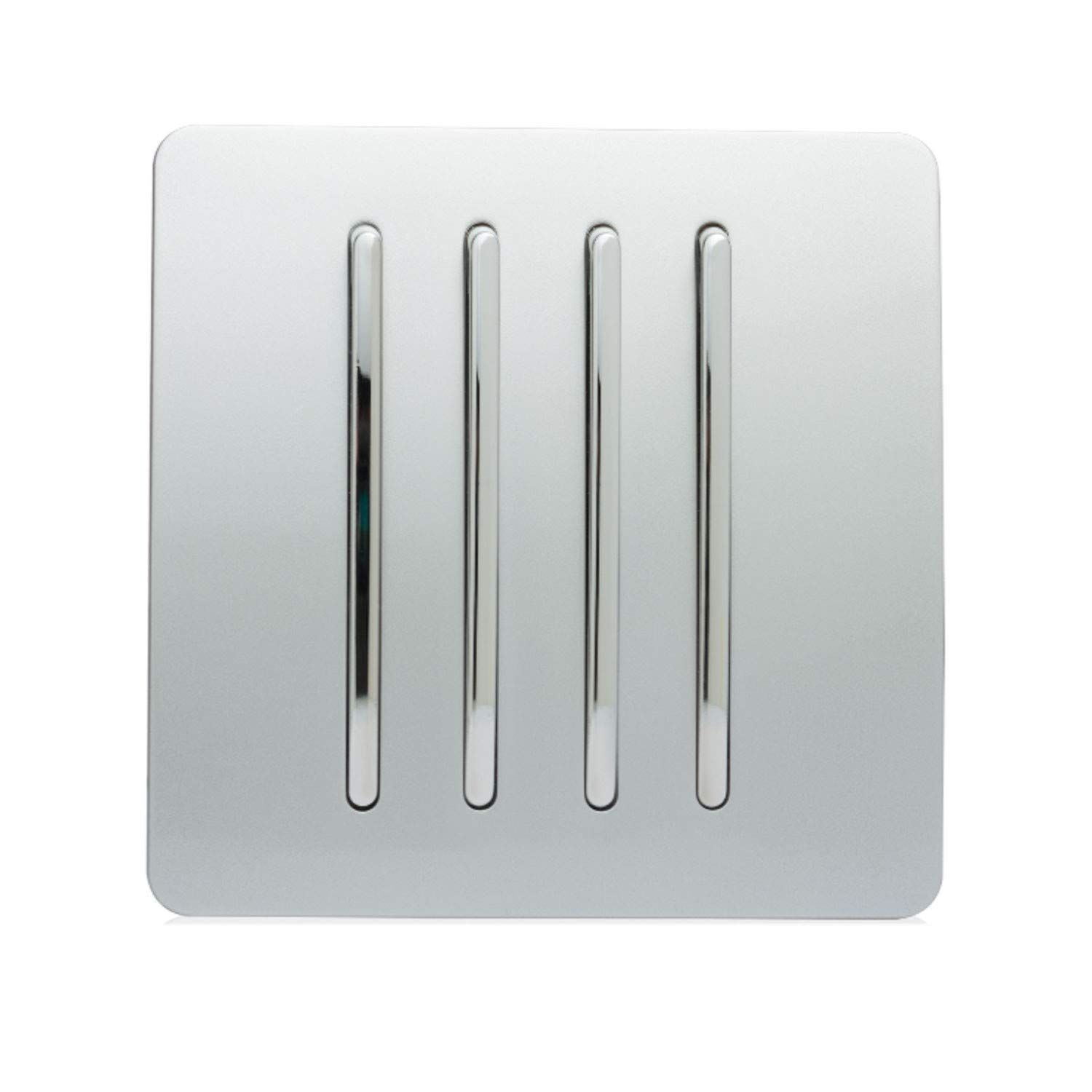 Trendi 4 Gang 1 Way Artistic Modern Glossy 10 Amp Rocker Tactile Light Switch Silver ART-SS7SI