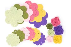 OVER THE RIVER FELT 24 Wool Blend Felt 3D Roses Die Cut Applique Flowers - Spring Garden OTR Felt Made in USA