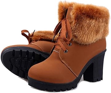 faux fur lace up heels