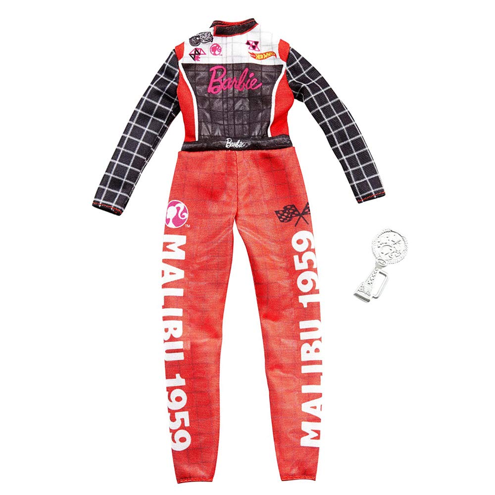 Barbie Clothes -- Career Outfit Doll, Racecar Driver Jumpsuit with Trophy, Multi