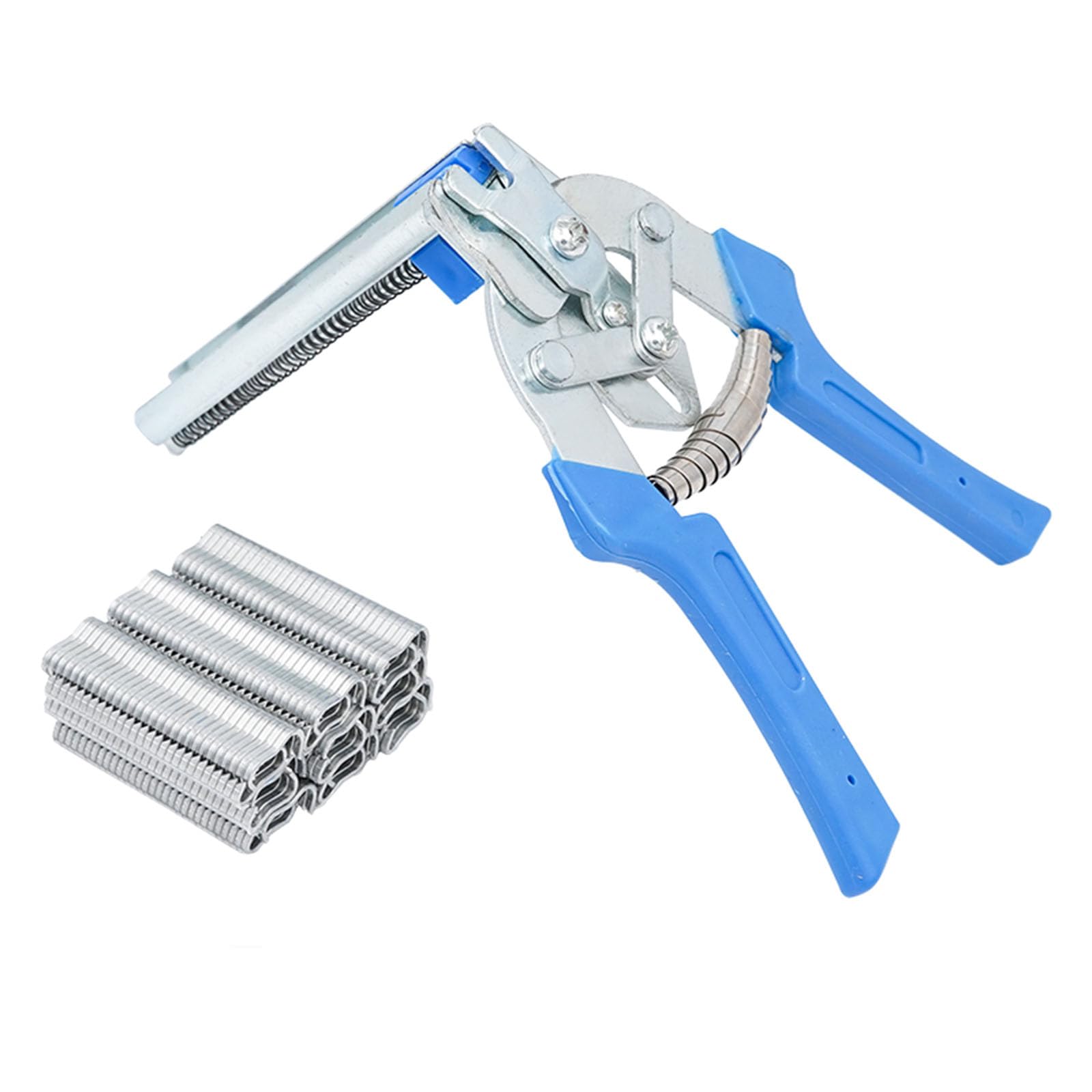 Poultry Cage Clamp Plier with 600 M Clips, Wire Mesh Fencing Crimping Tool for Chicken Cage Repair & Welding Joint Fixing Hand Tool