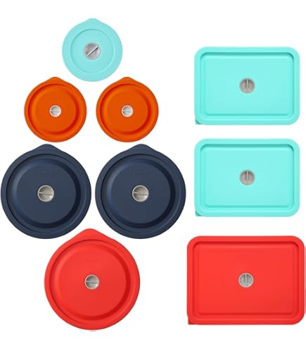 Klareware Replacement Lids For 3, 6, 11 Cup Rectangle Glass Bowls – Fits Pyrex 7210/7211/7212 (Turquoise)