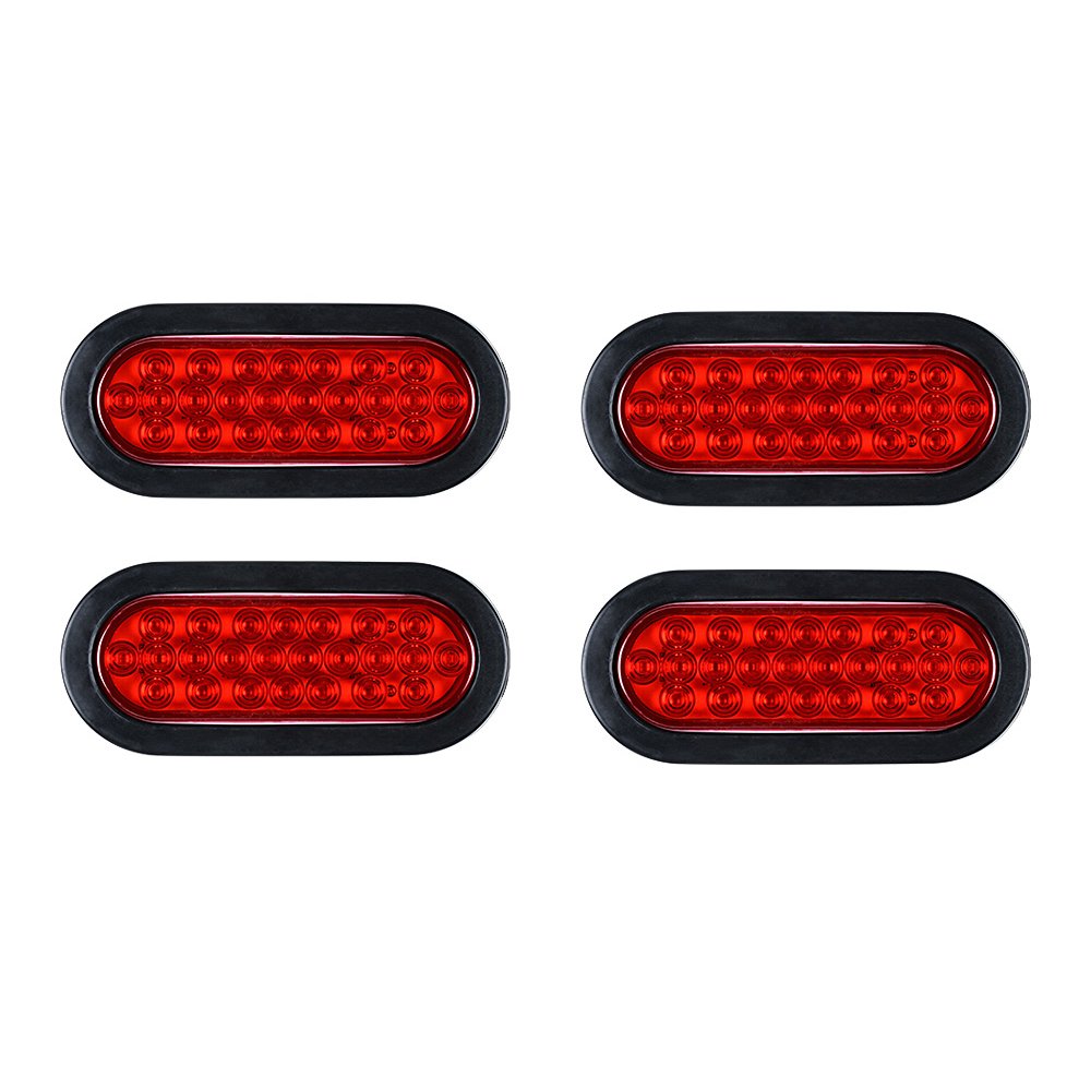 6" 24 LED Oval Stop Brake Tail Light w/Rubber Grommet for Truck Trailer