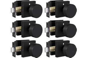 Goldenwarm Black Door Knobs Interior, Zinc Alloy Square Ball Matte Black Privacy Door Knobs for Bedroom, Bathroom,Heavy Duty Interior Door Knob Bulk - Modern & Stylish(6 Pack)