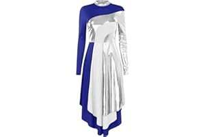 Winnrchan Choir Liturgical Dancewear for Women Long Sleeve Metallic Contemporary Dance Costumes Praise Dance Tunic