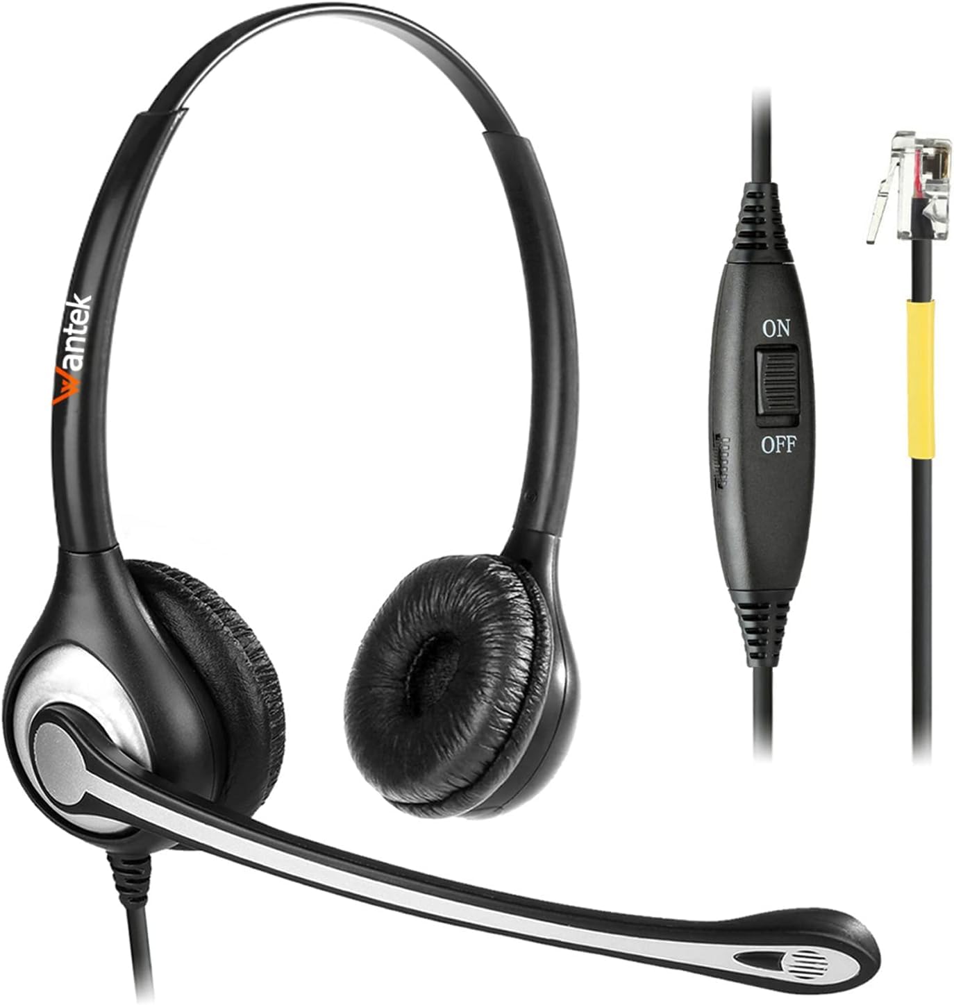 Wantek Telephone Headset with Microphone Noise Cancelling, RJ9 Office Phone Headset Compatible with Yealink T19P T21P T23G T41S T42S T46S Avaya 1608 9608 9611G Grandstream GXP1620 1630 Snom Panasonic