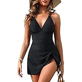 Tempt Me Women One Piece Swimdress - Tummy Control Swimsuit with Skirt Twist Front Bathing Suits 2025 Swimwear