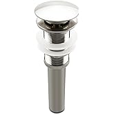 Brushed Nickel Pop Up Sink Drain Without Overflow, Bathroom Faucet Vessel Sink Drain Stopper 1-5/8" Without Overflow