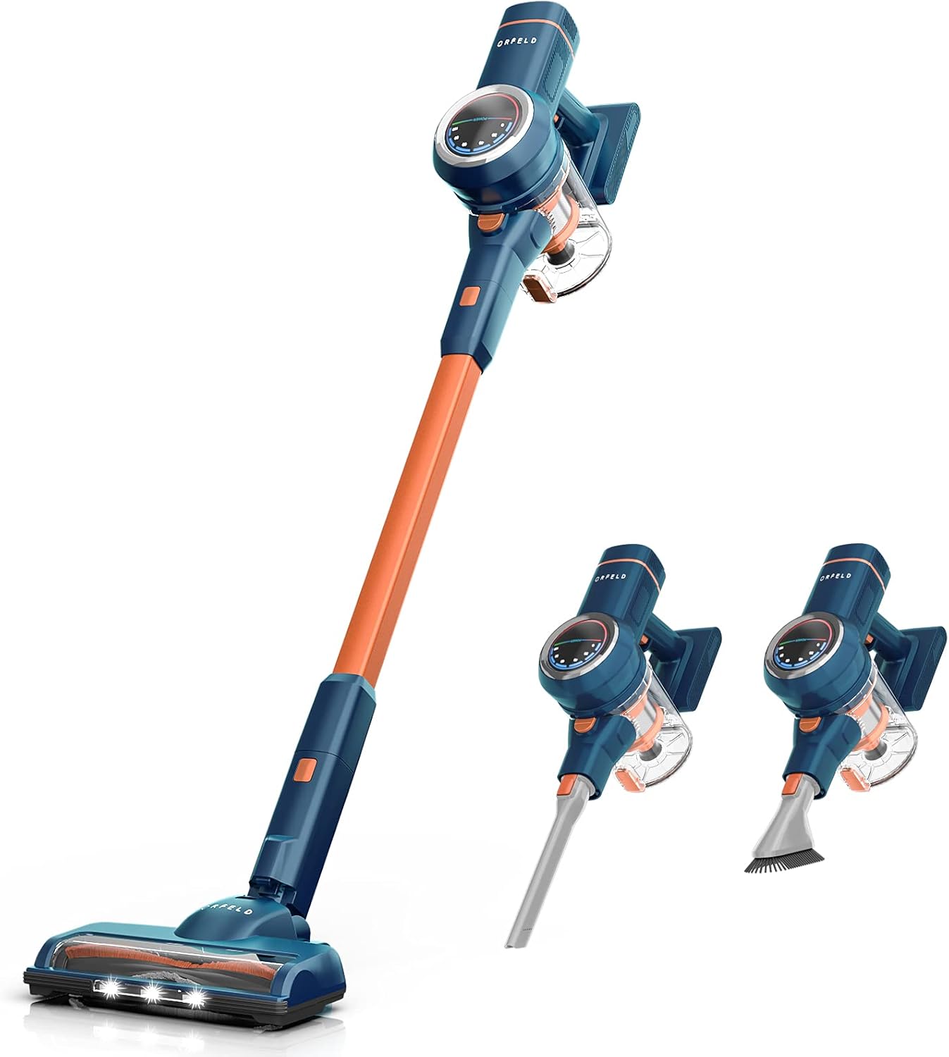 ORFELD Cordless Vacuum Cleaner, 24000Pa Powerful Suction Stick Vacuum 40 mins Runtime, 3 Cleaning Modes, 5 in 1 Ultra-Quiet Handheld Vac Self-Standing for Hard Floor Car Pet Hair -
