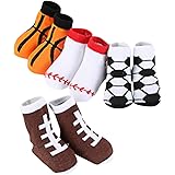 Unisex Baby Girls Boys Sports Themed Basketball Soccer Football Baseball Socks (Set of 4 Pairs)