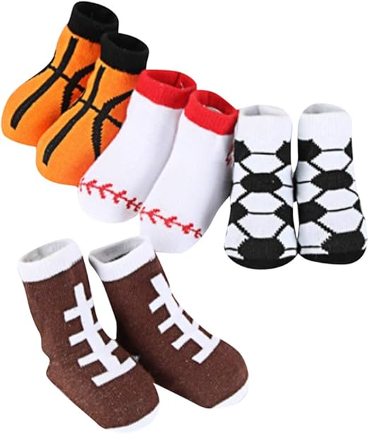 Unisex Baby Girls Boys Sports Themed Basketball Soccer Football Baseball Socks (Set