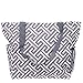 Womens Greek Key Beach Tote Bag (Grey & White)