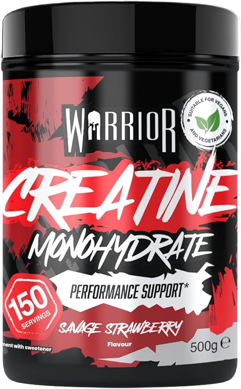 Creatin Monohydrat Pulver 500 g, Kreatin Vegan – Wilde Erdbeer 3 g pro Portion, 150 Portionen, mikronisiert, angenehmer Geschmack, laborgeprüft, für Kraft, Muskelaufbau & Ausdauer