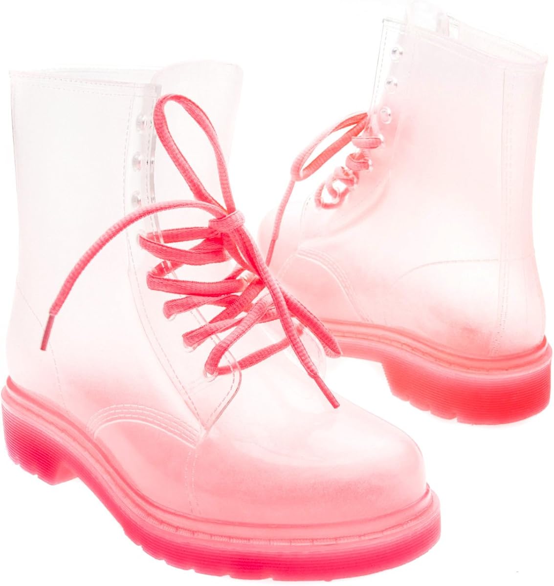 platform ankle boots with translucent sole