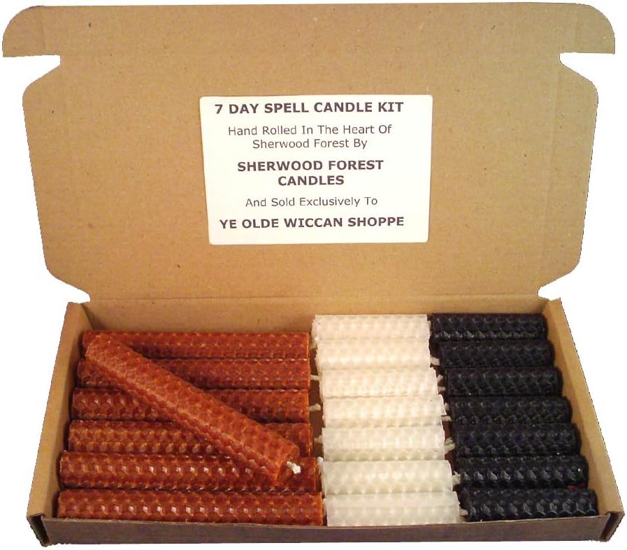 Sherwood Forest Candles - 7 Day Witch's Beeswax Spell Candle kit - Earth Brown for Earth Magick, Influence Friendships and Special Favours