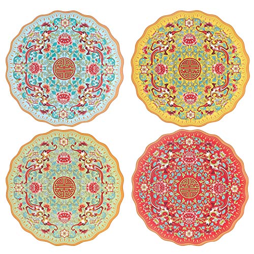 Coffee Silicone Drink Coasters Cup Mats Covers lid for Chinese element pattern Wine Glass Tea Home Gift Idea Food Grade Anti-dust Cover Coffee Table Mug Beer Bottle (Phoenix)