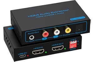 FQUANMAP 8K 60Hz HDMI Audio Extractor 4K 120Hz HDMI to Optical Coaxial AUX Converter Supports HDCP Digital DTS 5.1 EDID Management PCM 2.0 for Fire TV PS4 PS5 Xbox
