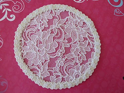Handmade white lace doily head cover with light touch of iridescent trim (with decorative bobby pin) (Style 219)