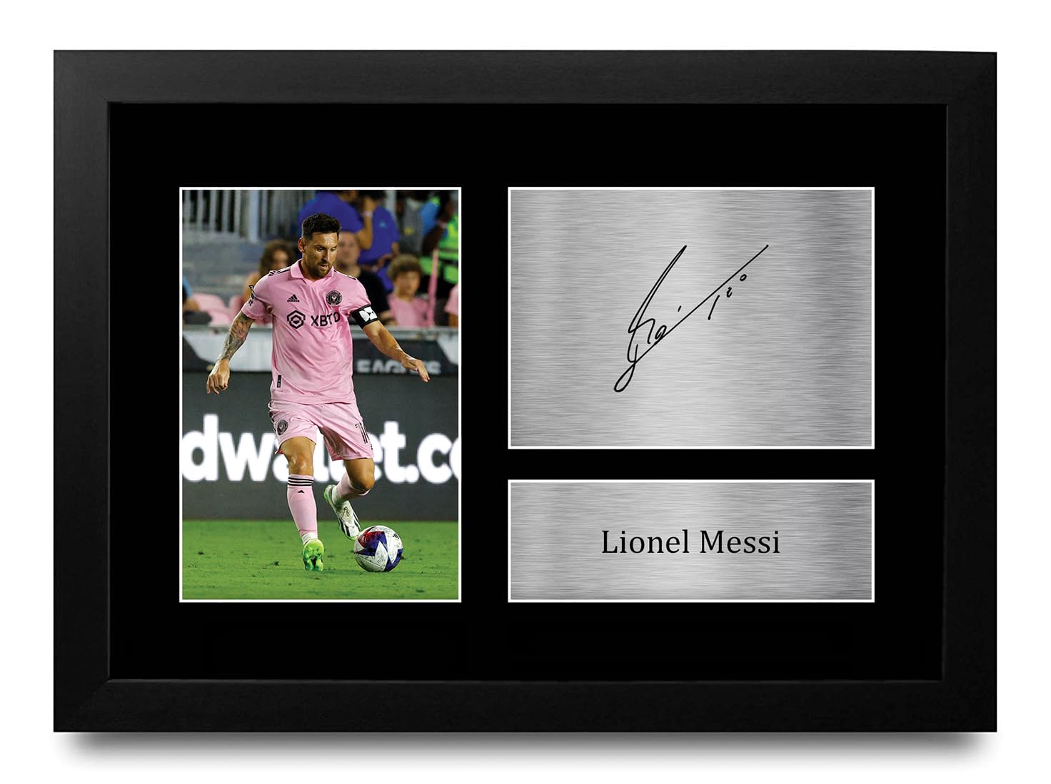 HWC Trading FR A4 Lionel Messi Inter Miami Gifts Printed Signed Autograph Picture for Football Fans and Supporters - A4 Framed