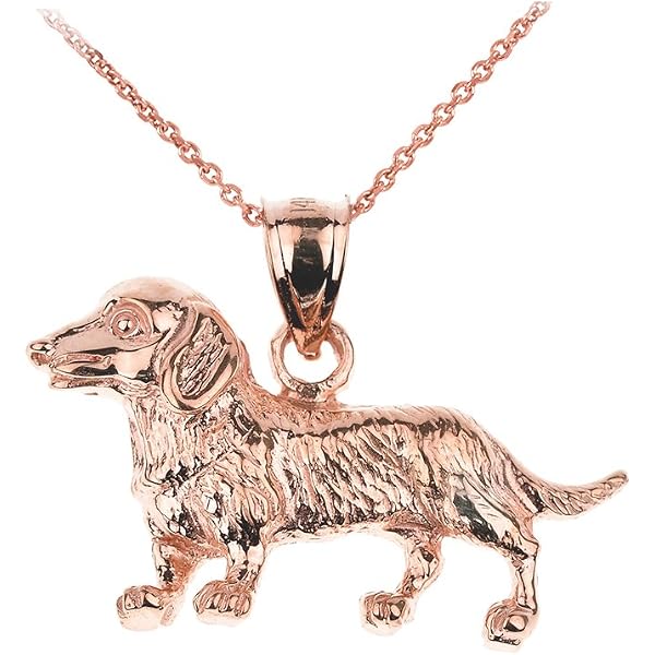 Polished 14k Gold Wiener Dog (Dachshund) Pendant Charm - Solid Yellow Gold Jewelry