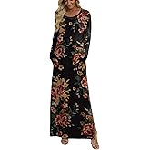 AYIFU Women's Long Sleeve Dress Split Hem Casual Travel Vacation Maxi Dresses with Pockets