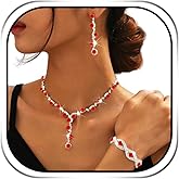 Sixexey Rhinestone Jewelry Set Silver Sparkly Prom Jewelry Wedding Bridal Necklace Jewelry for Women