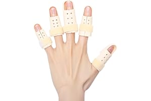 5 Size Pack Finger Cots Plastic Mallet Brace Thumb Stabilizer Sleeves with Adjustable Belt for Sport Injuries Broken Index Mi