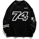 Vamtac Mens Oversized Sweatshirt Vintage Crewneck Streetwear Graphic Pullover Long Sleeve Round Neck Tops