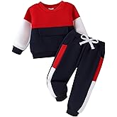ODIMAME Baby Boy Clothes Toddler Fall Winter Outfits Long Sleeve Patchwork Sweatshirt Pullover Tops + Sweatpants 6 Months-3T