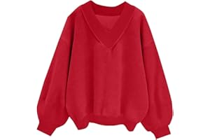 Remidoo Oversized Sweatshirt for Women V Neck Sweatshirts Casual Fleece Long Sleeve Pullover Top