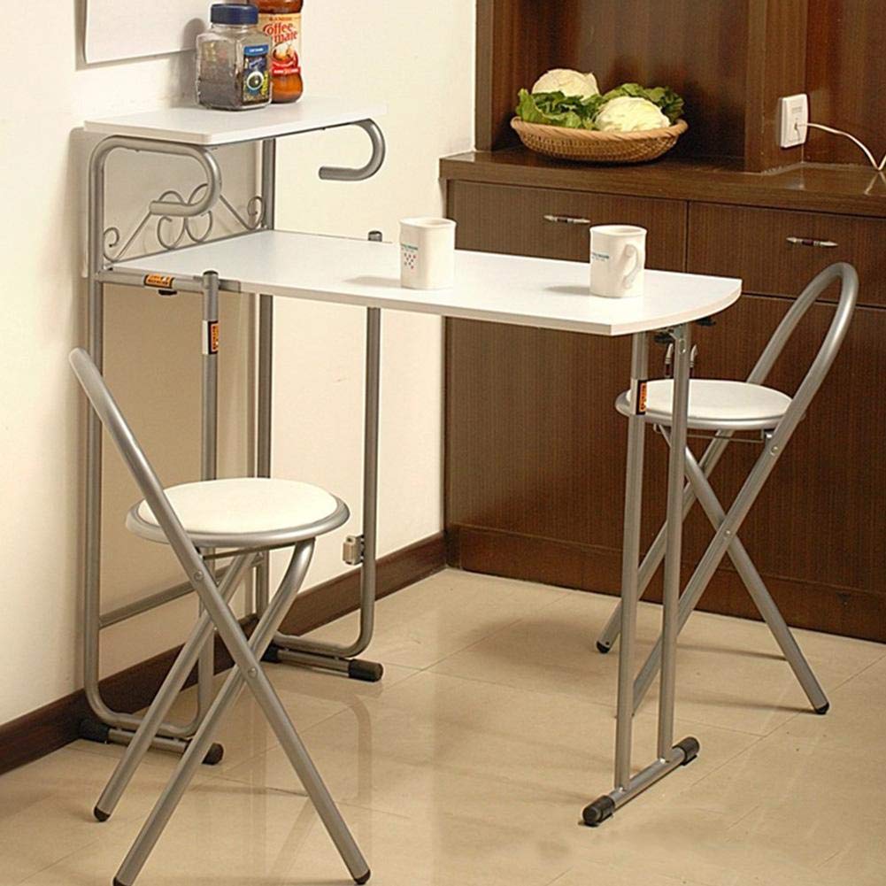 Set De Table A Manger 2 Chaises Pliables Table Haute De Bar Avec Etagere Et 2 Chaises Table De Cuisine Pliante Avec 2 Tabourets Avec Dossier Gain De Place Table Et Chaises